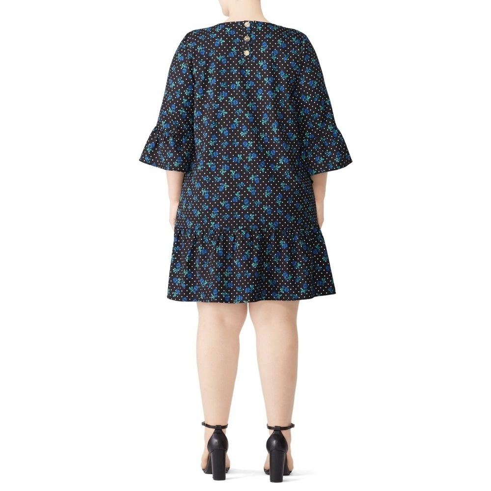 Draper James X ELOQUII Forget Me Dots Floral Drop Waist Flounce Dress - Size 16 - Picture 5 of 13